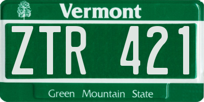 VT license plate ZTR421