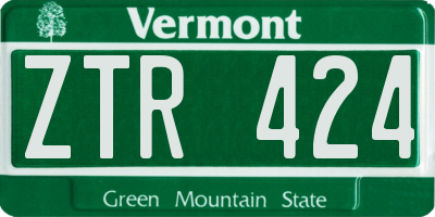 VT license plate ZTR424