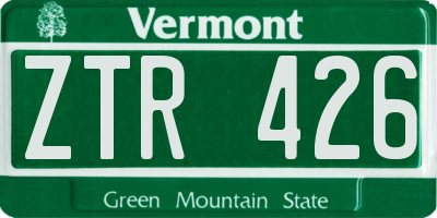 VT license plate ZTR426