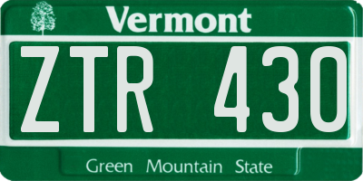 VT license plate ZTR430