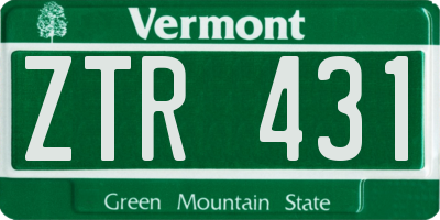 VT license plate ZTR431