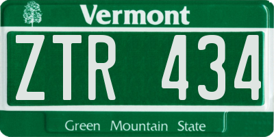 VT license plate ZTR434