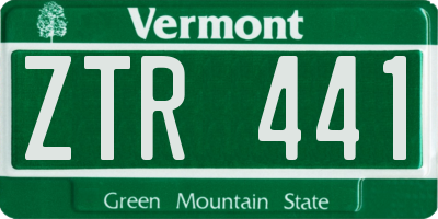 VT license plate ZTR441