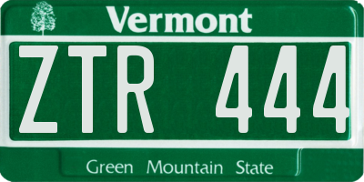 VT license plate ZTR444