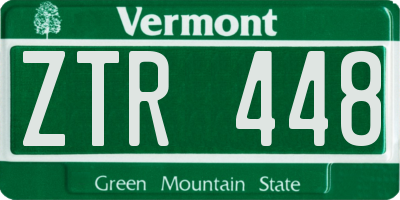 VT license plate ZTR448