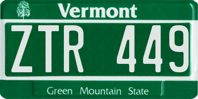 VT license plate ZTR449