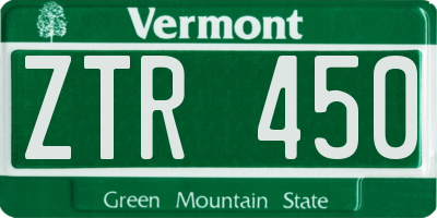 VT license plate ZTR450