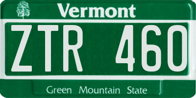 VT license plate ZTR460