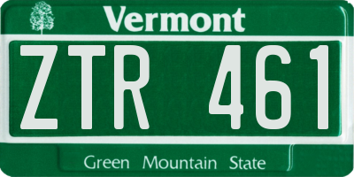 VT license plate ZTR461