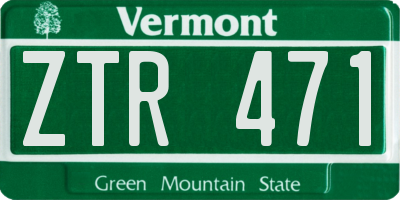 VT license plate ZTR471