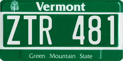 VT license plate ZTR481
