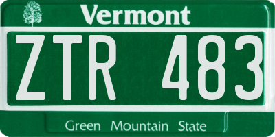 VT license plate ZTR483