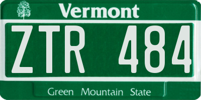 VT license plate ZTR484