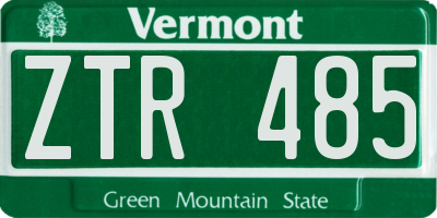 VT license plate ZTR485