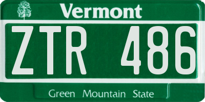 VT license plate ZTR486