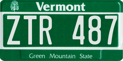 VT license plate ZTR487