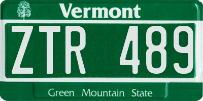 VT license plate ZTR489