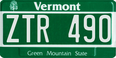 VT license plate ZTR490