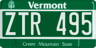 VT license plate ZTR495