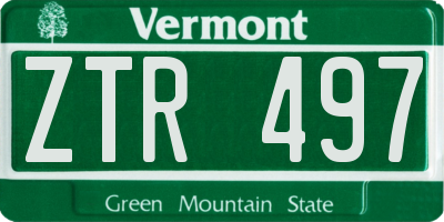 VT license plate ZTR497