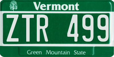 VT license plate ZTR499