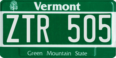 VT license plate ZTR505