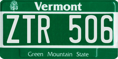 VT license plate ZTR506