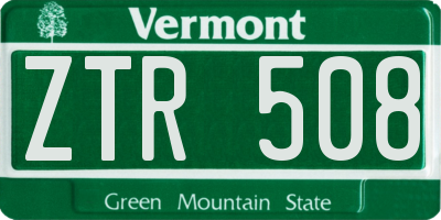 VT license plate ZTR508