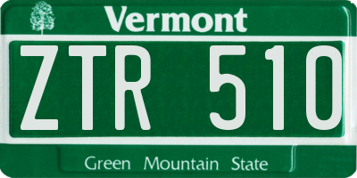 VT license plate ZTR510
