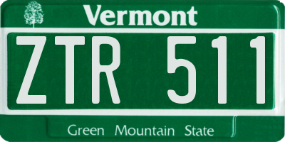 VT license plate ZTR511