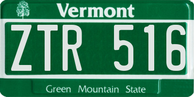 VT license plate ZTR516