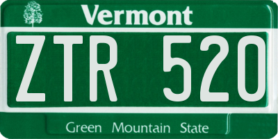 VT license plate ZTR520