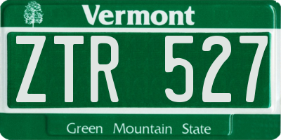 VT license plate ZTR527