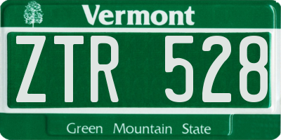 VT license plate ZTR528