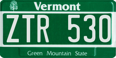 VT license plate ZTR530