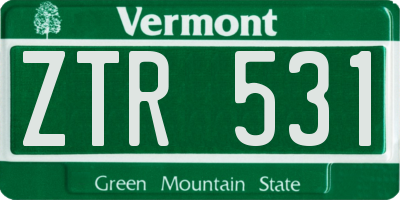 VT license plate ZTR531