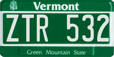 VT license plate ZTR532