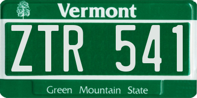 VT license plate ZTR541