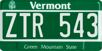 VT license plate ZTR543