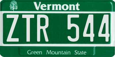 VT license plate ZTR544