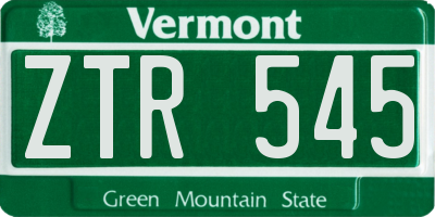 VT license plate ZTR545