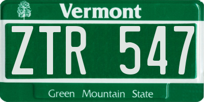 VT license plate ZTR547