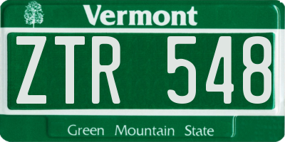 VT license plate ZTR548