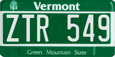 VT license plate ZTR549
