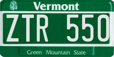 VT license plate ZTR550