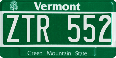 VT license plate ZTR552
