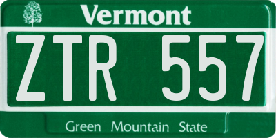 VT license plate ZTR557
