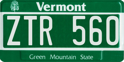 VT license plate ZTR560