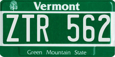VT license plate ZTR562