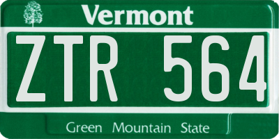 VT license plate ZTR564